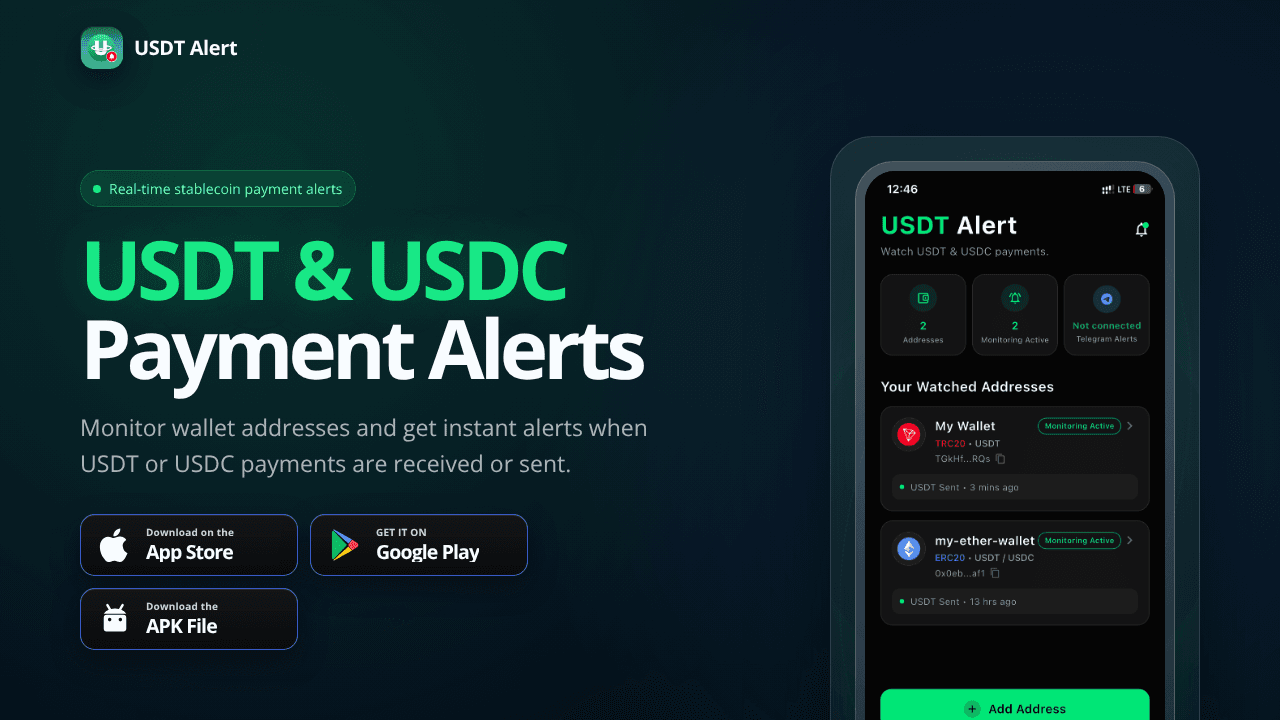 USDT Alert website screenshot