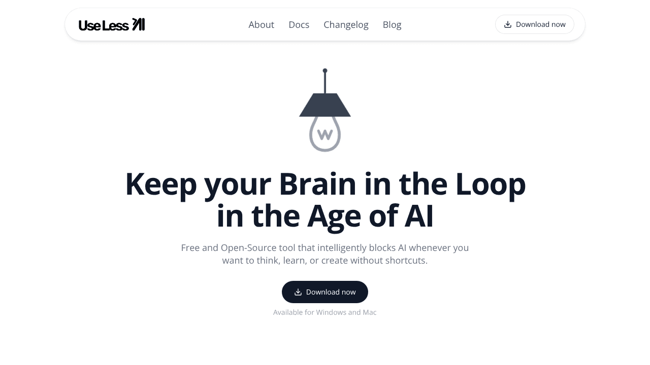 use less AI website screenshot