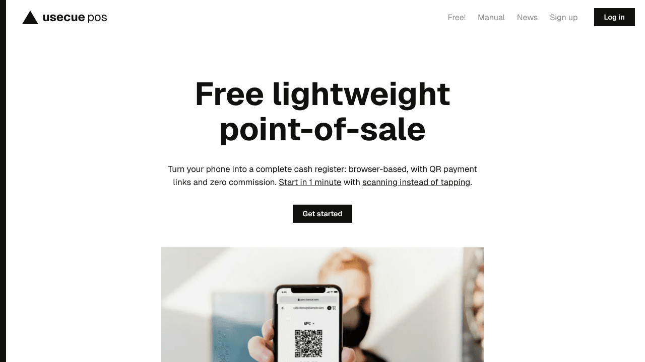 Usecue POS website screenshot
