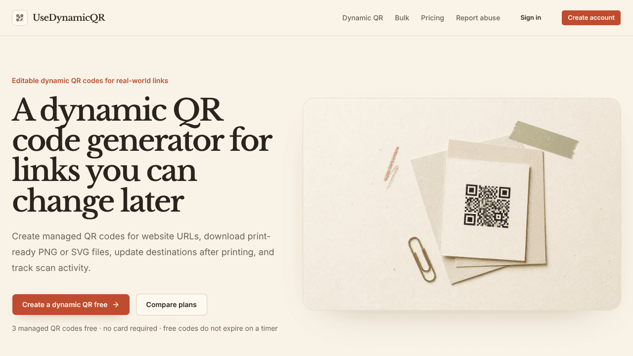 UseDynamicQR website screenshot