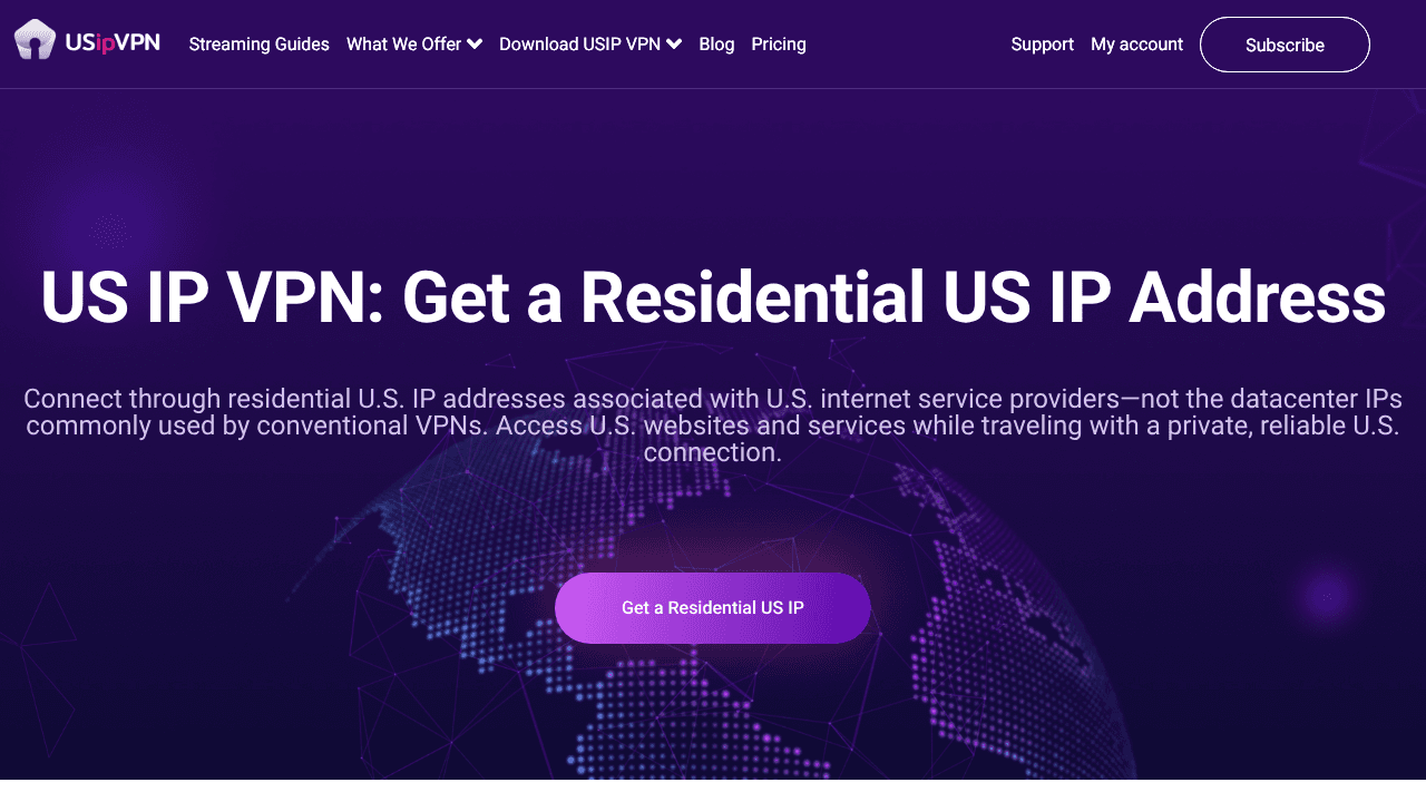 USip VPN website screenshot