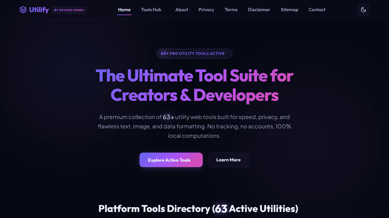 Utilify website screenshot
