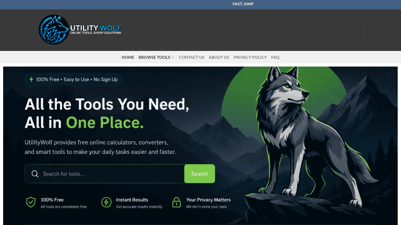 utilitywolf.com website screenshot