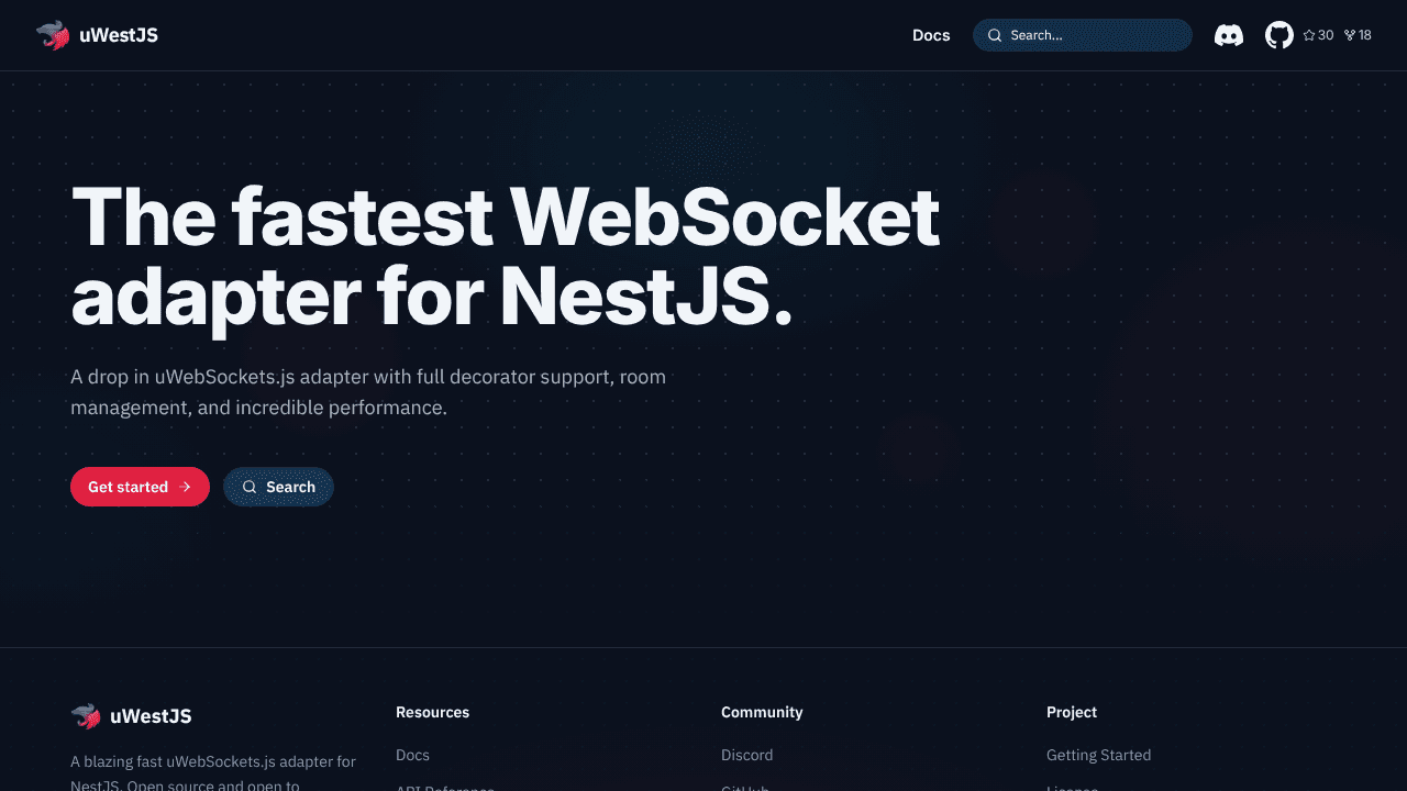 uWestJS website screenshot