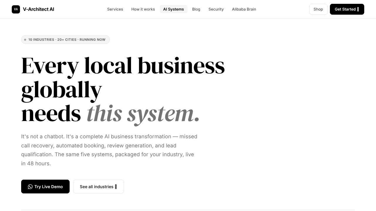 V-Architect AI website screenshot