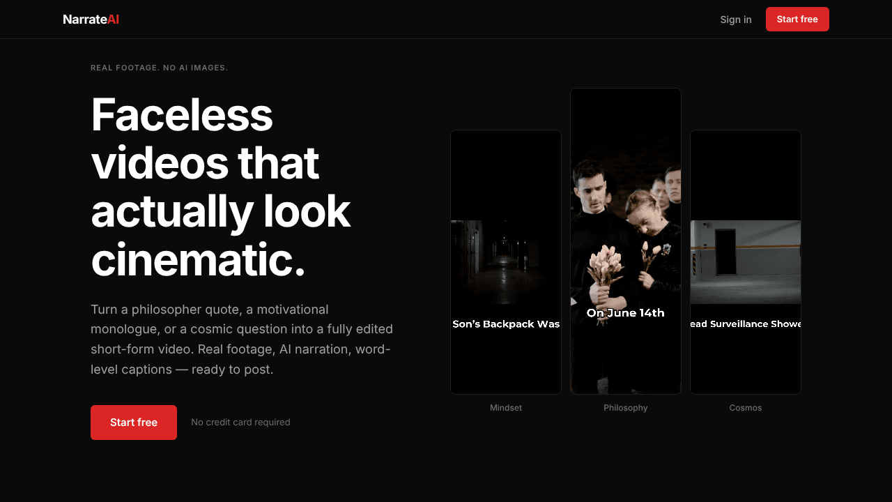 V1: Motivational content automation website screenshot