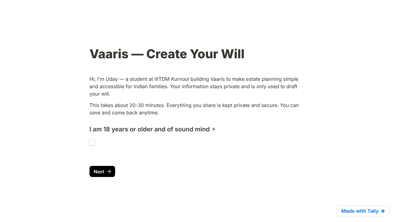 Vaaris website screenshot