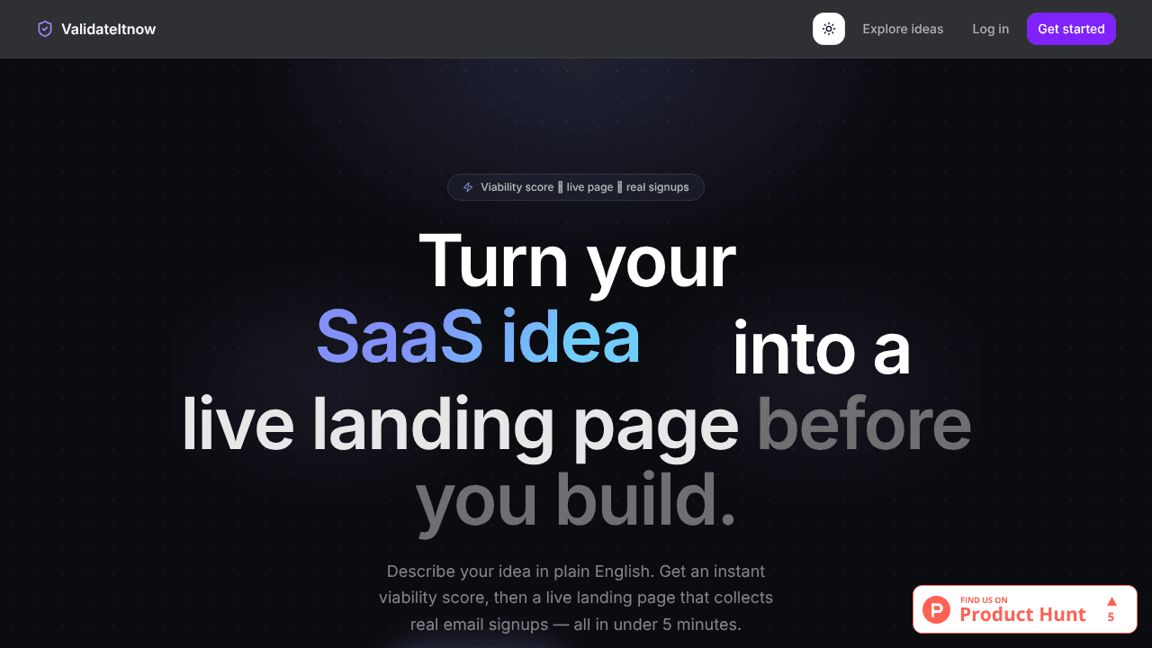 Validate your idea in 60 seconds website screenshot