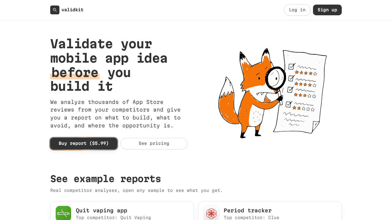 ValidKit website screenshot