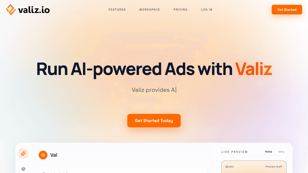 Valiz.io website screenshot