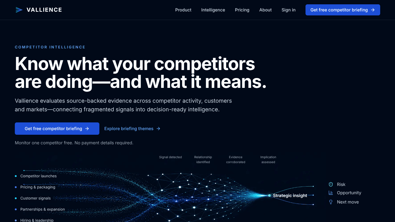 Vallience website screenshot