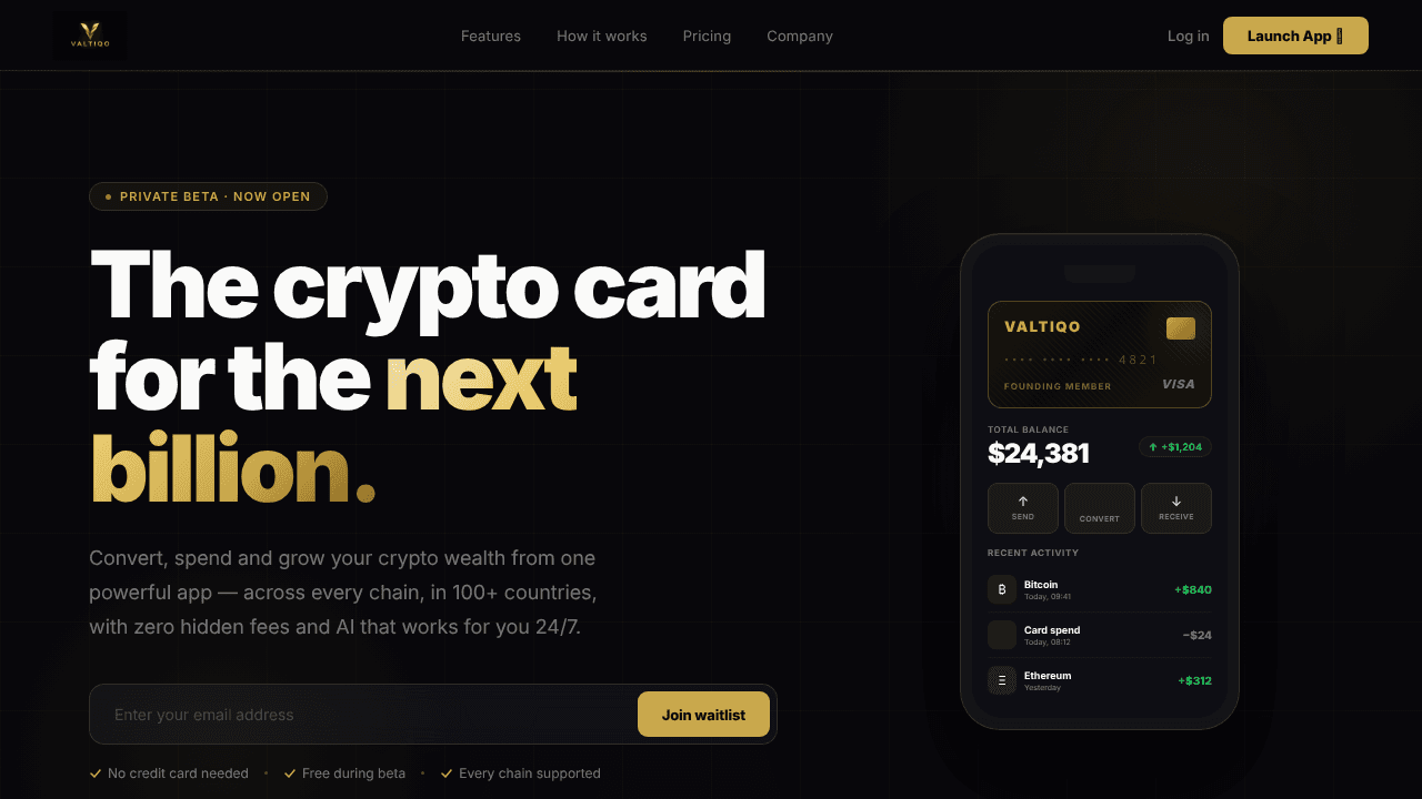 Valtiqo  website screenshot