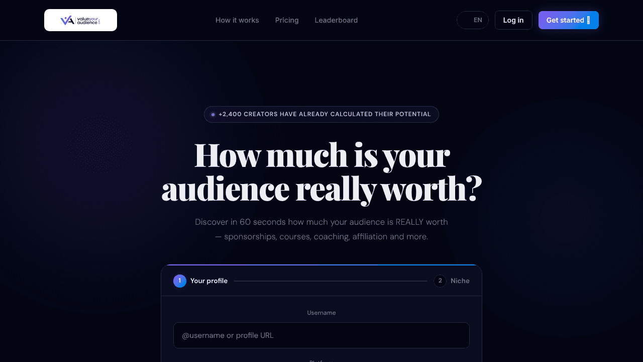 Value Your Audience website screenshot