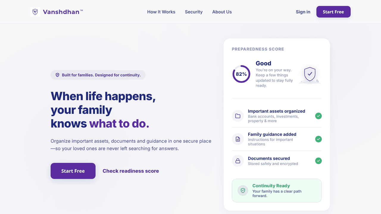 Vanshdhan website screenshot