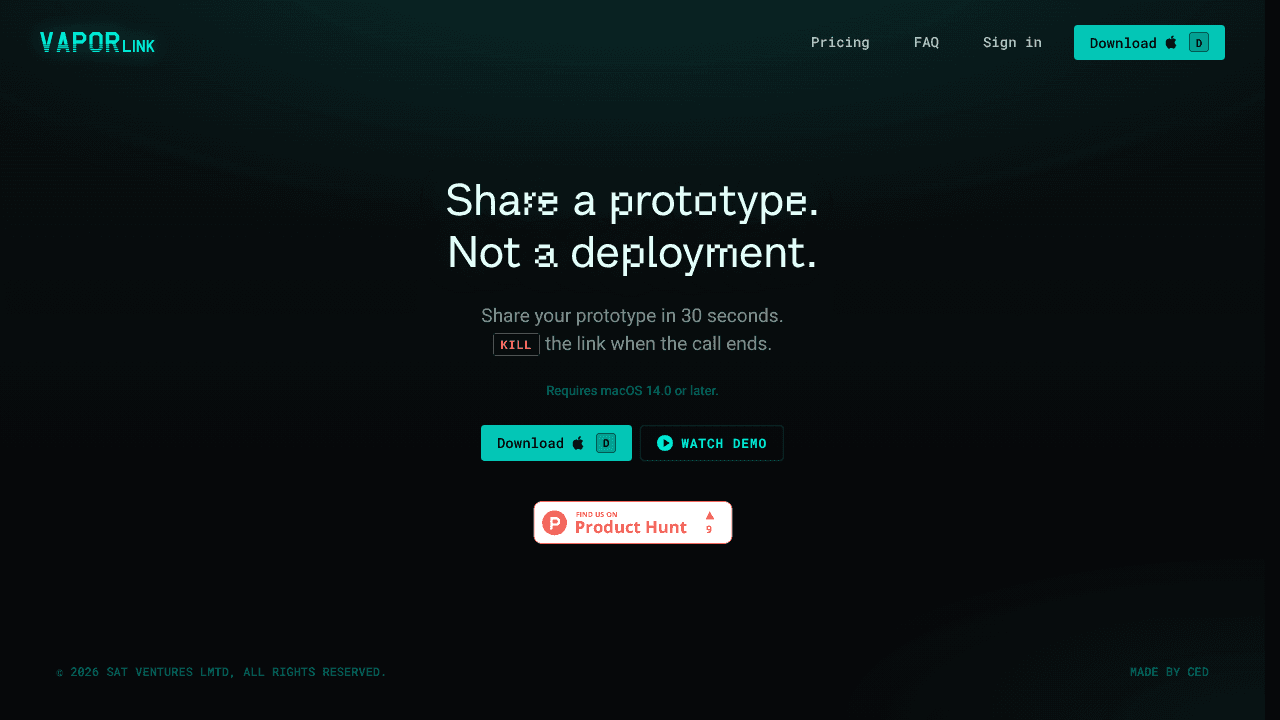 VaporLink website screenshot