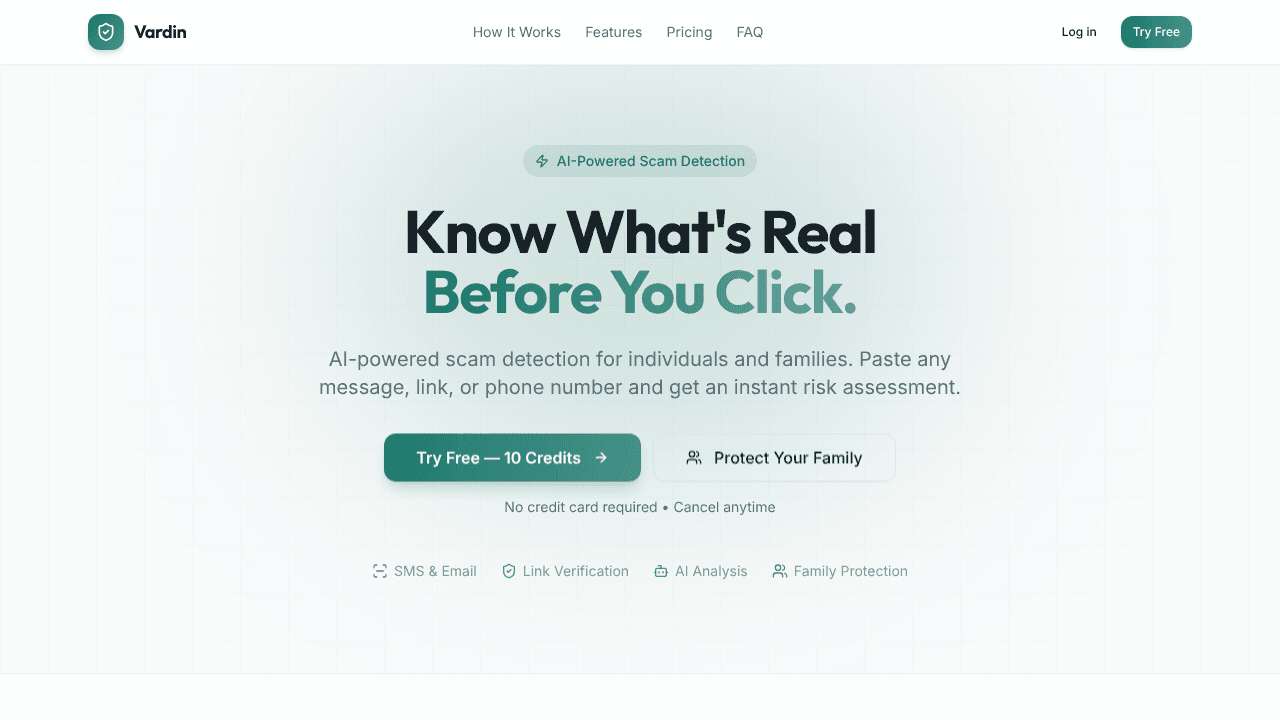 Vardin Scamguard website screenshot