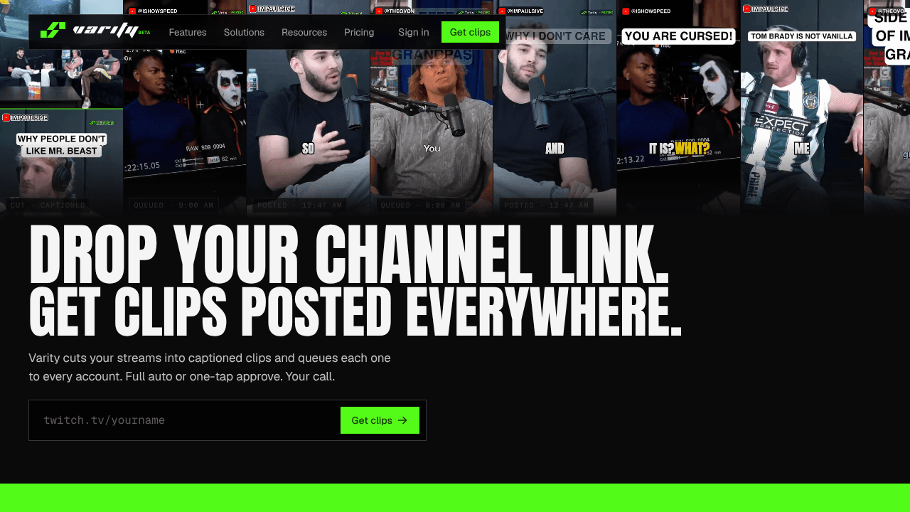Varity website screenshot