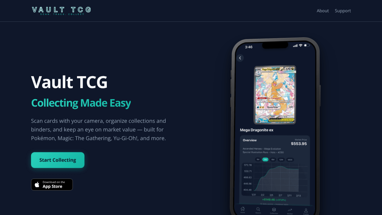 Vault TCG website screenshot