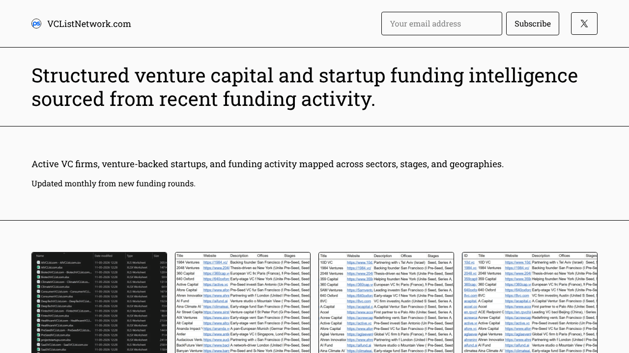 VCListNetwork.com website screenshot
