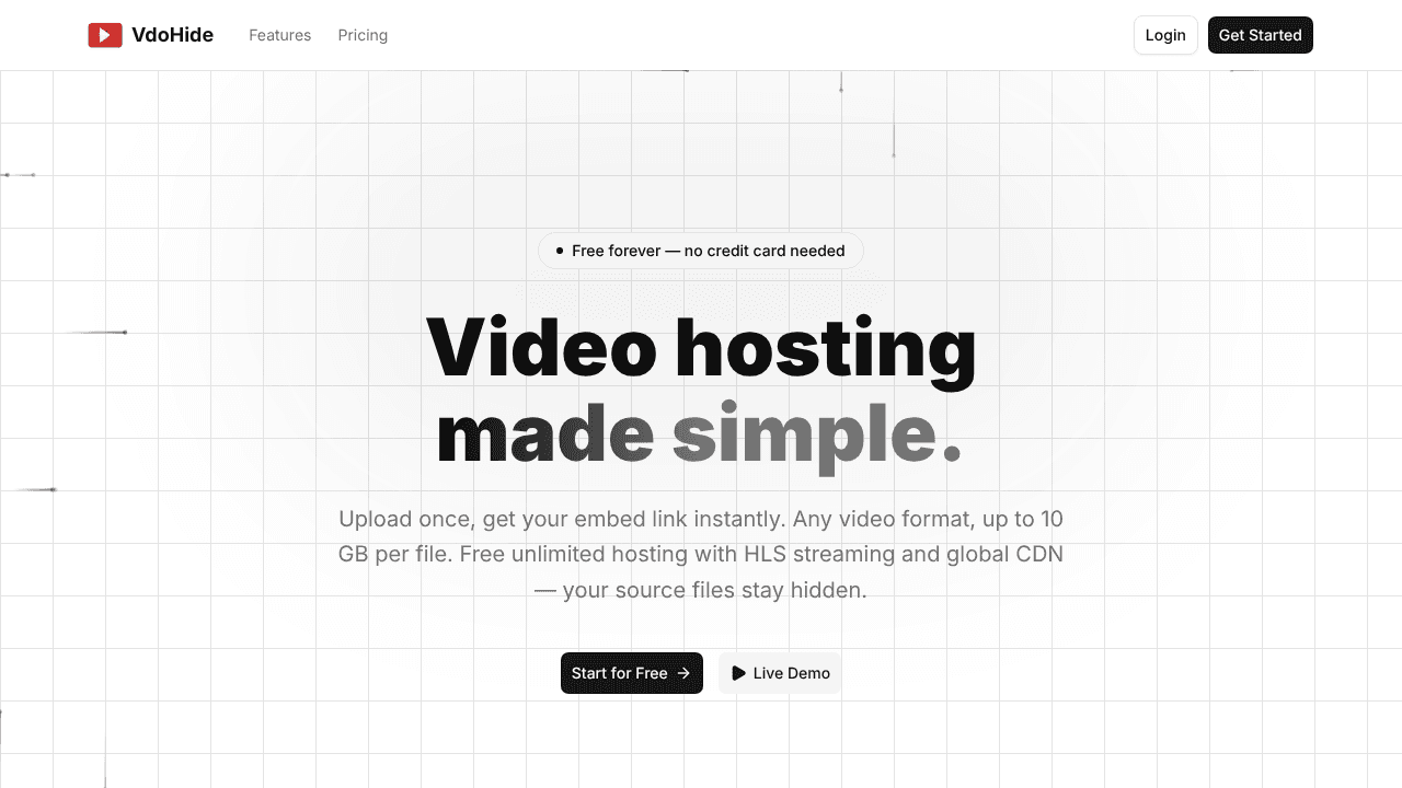VdoHide website screenshot