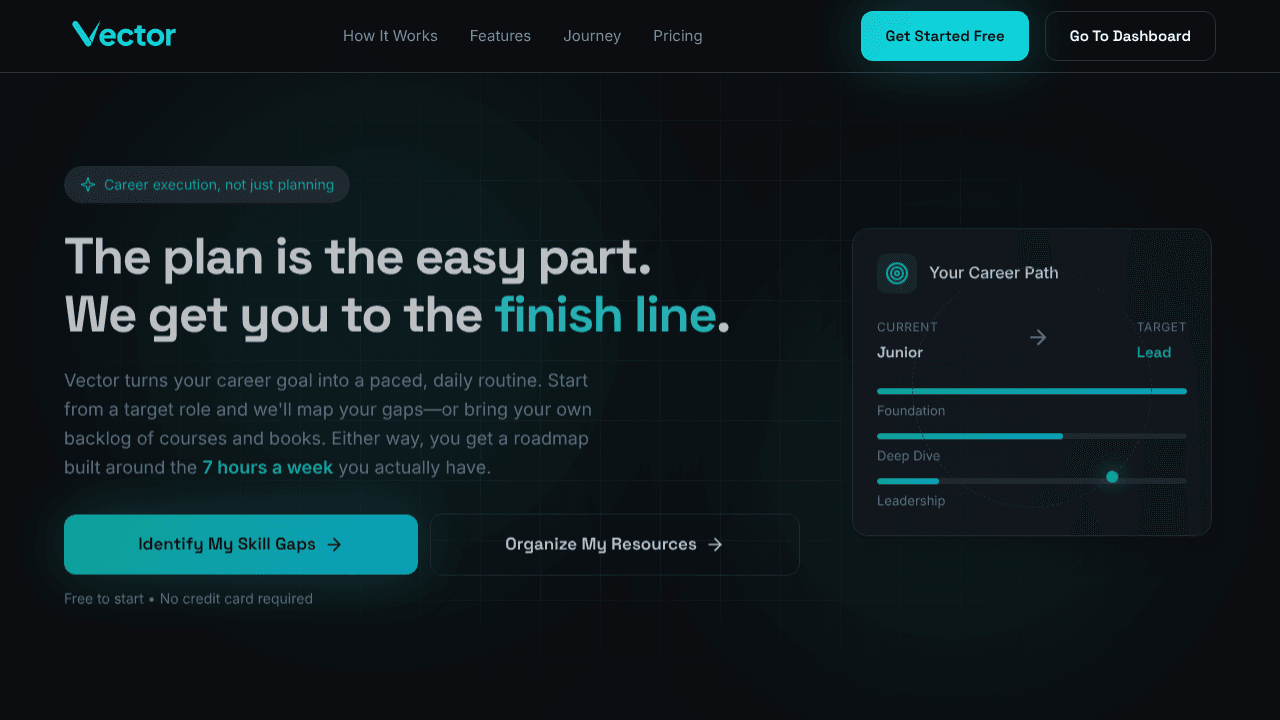 Vector website screenshot