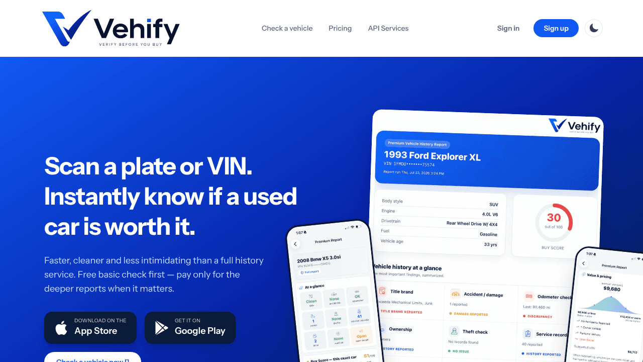 Vehify website screenshot