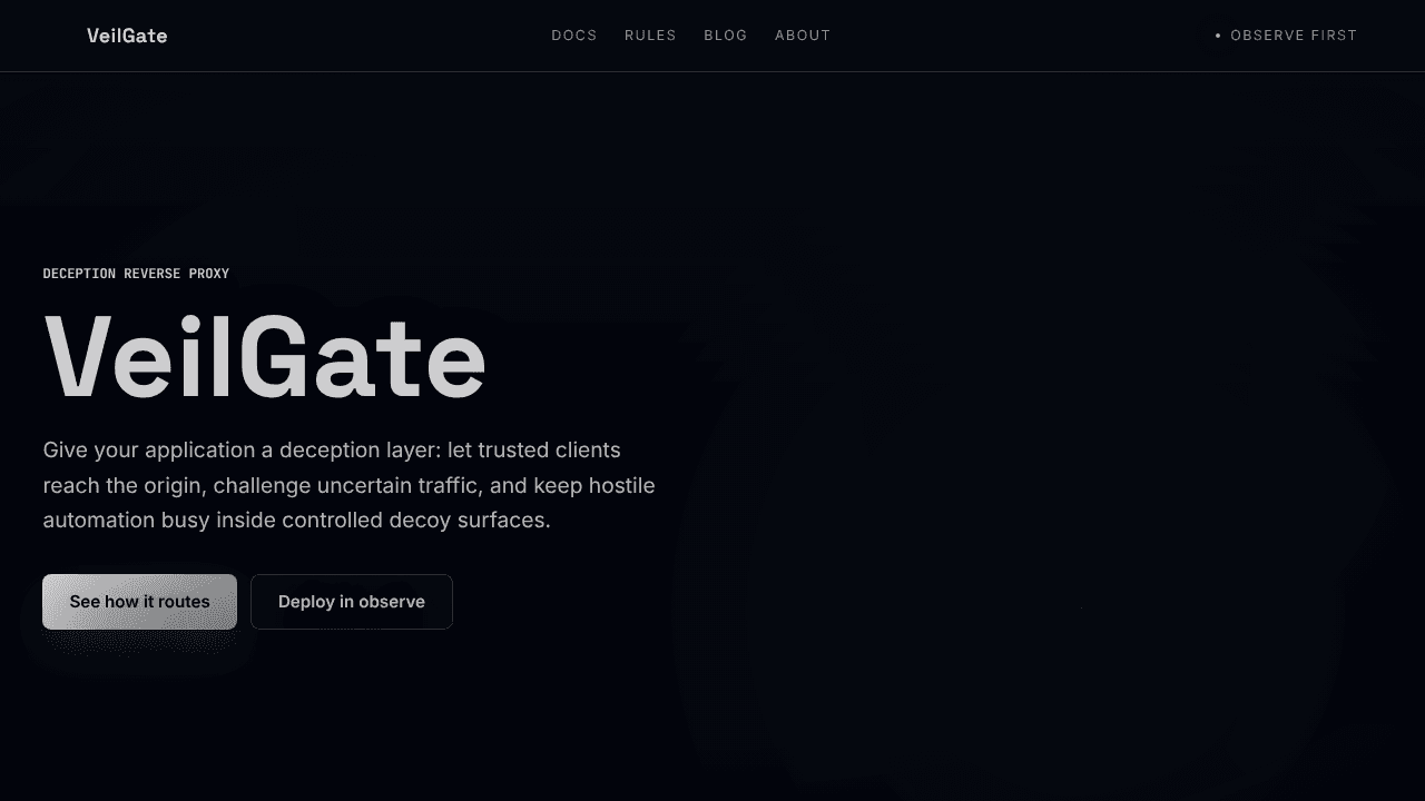 VeilGate website screenshot