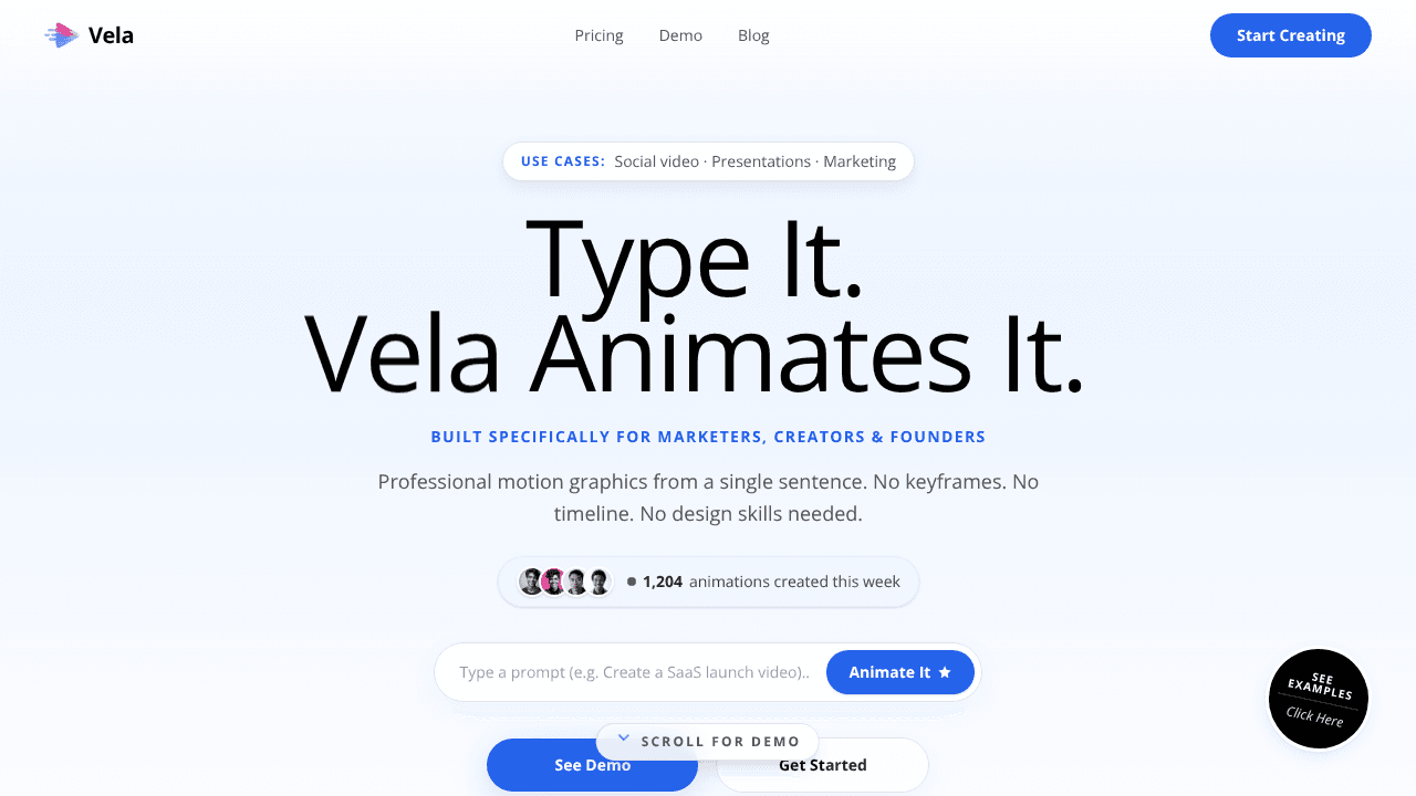 Vela website screenshot