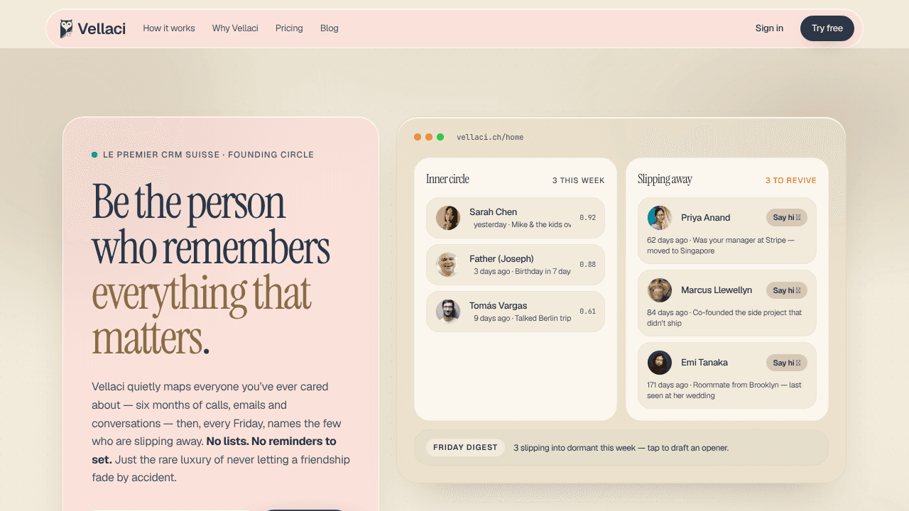 Vellaci website screenshot