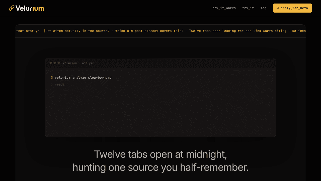 Velurium website screenshot