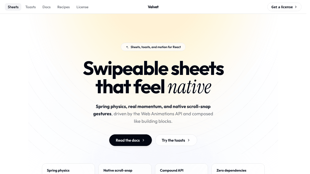 Velvet UI website screenshot