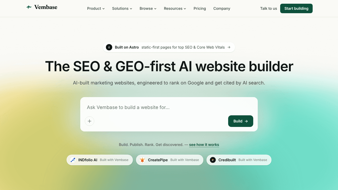 Vembase website screenshot