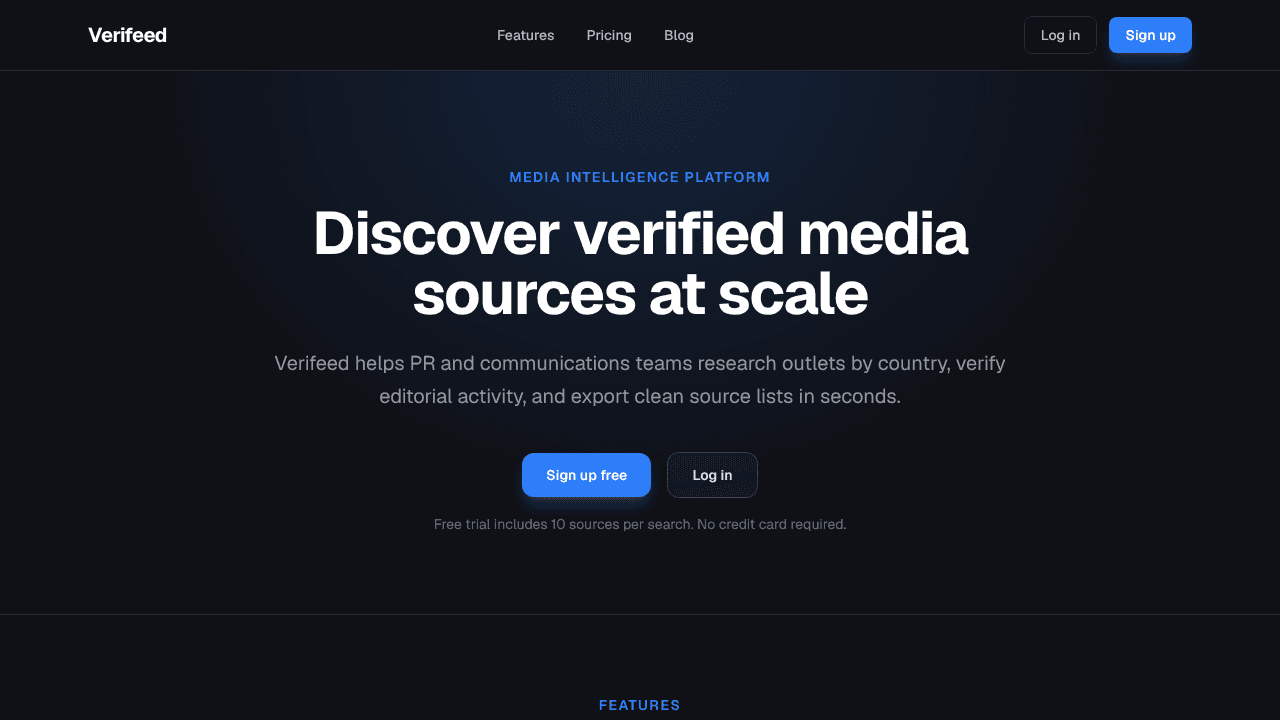Verifeed website screenshot