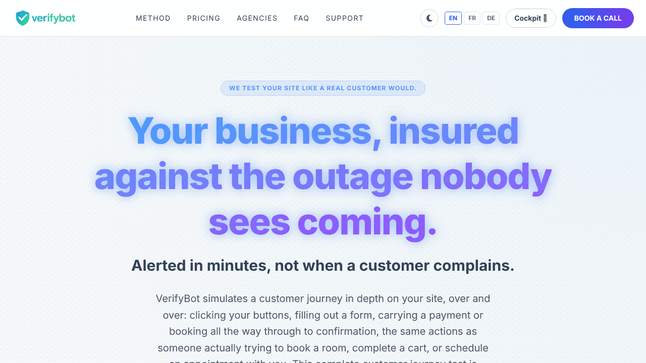 VerifyBot website screenshot