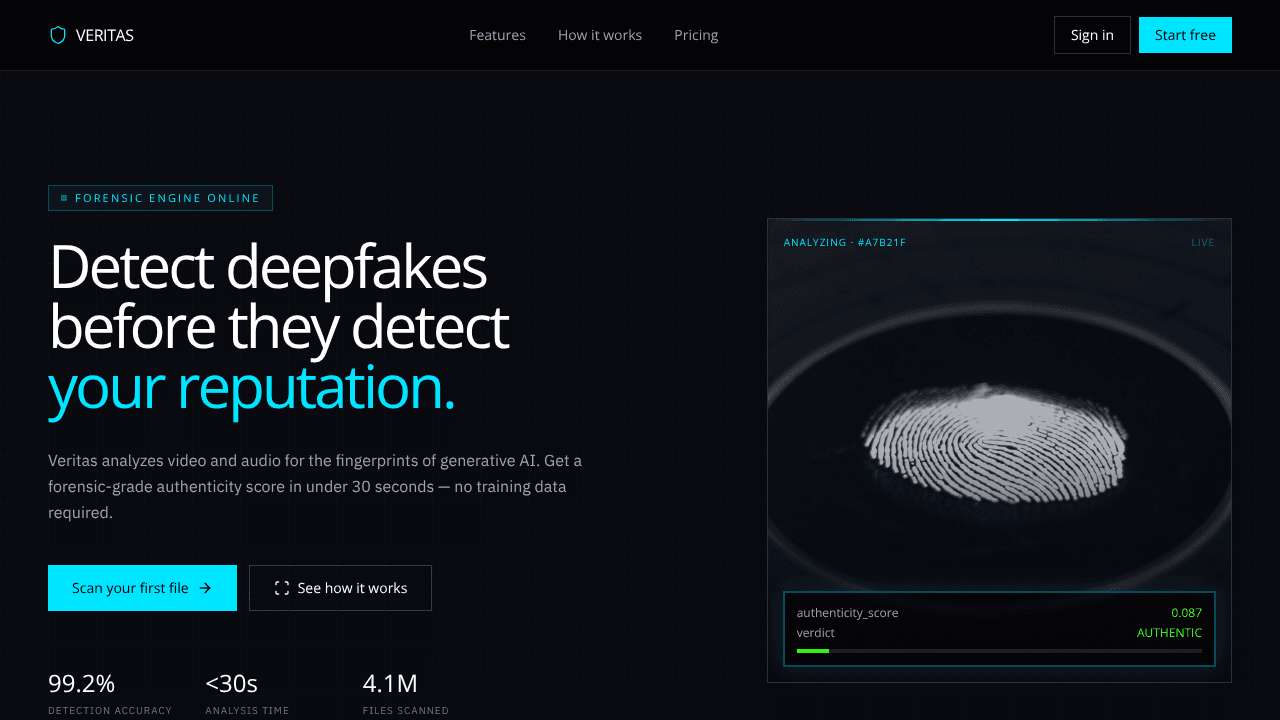 Veritas AI website screenshot