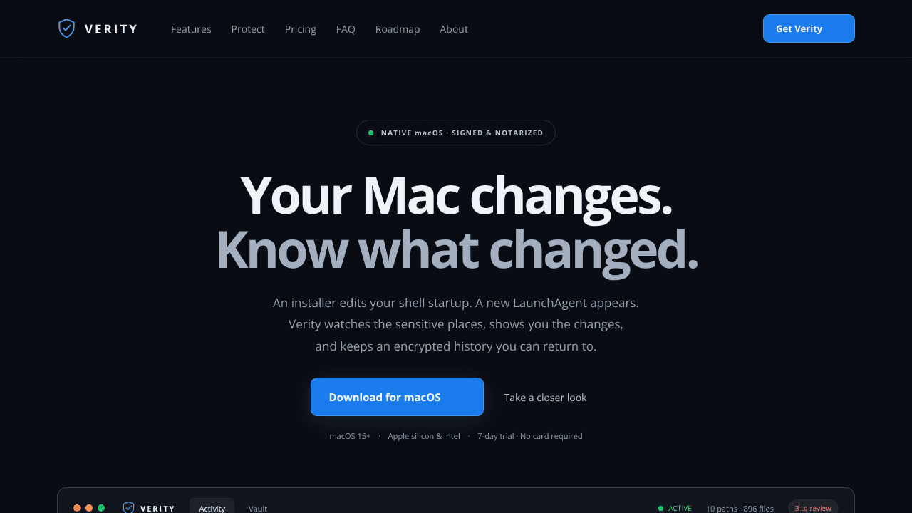 Verity website screenshot