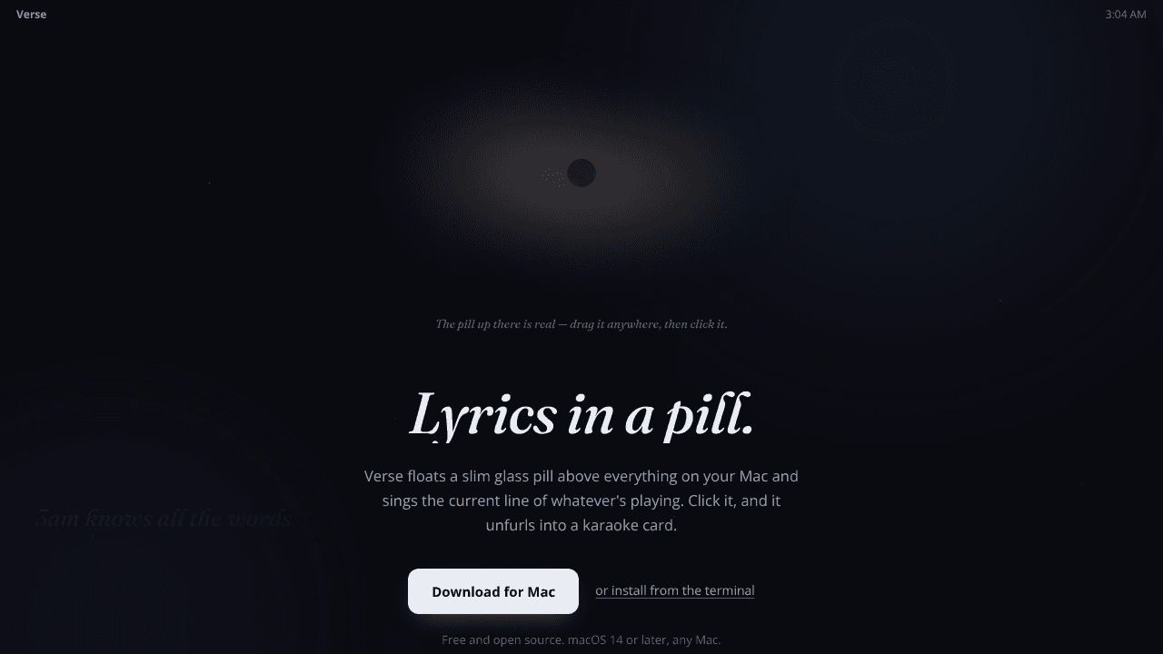 Verse website screenshot