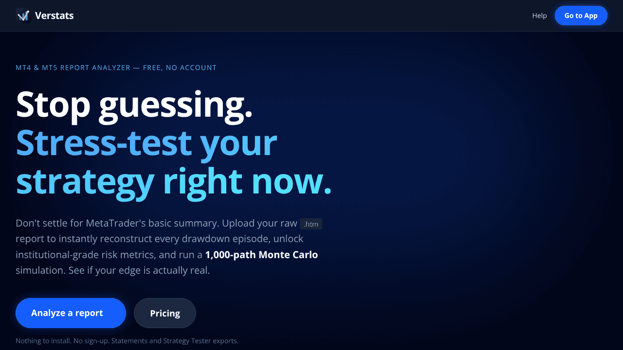 Verstats website screenshot