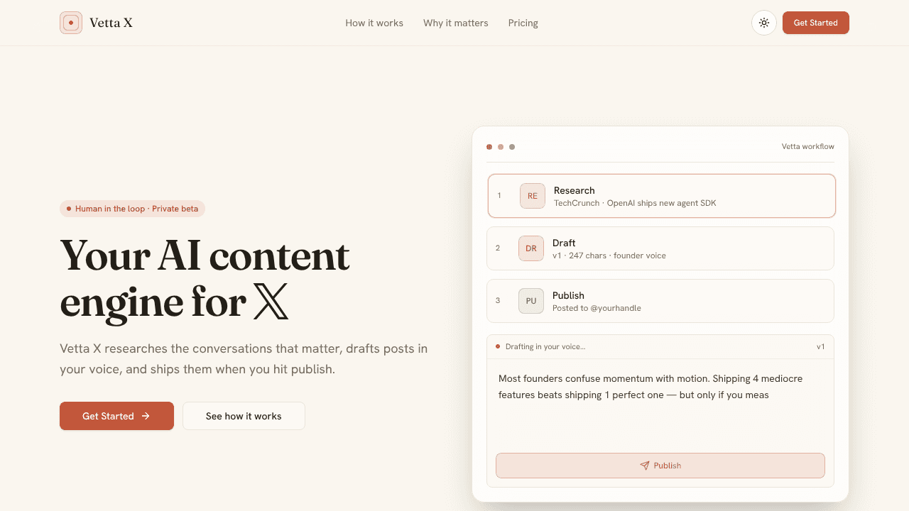 Vetta X website screenshot