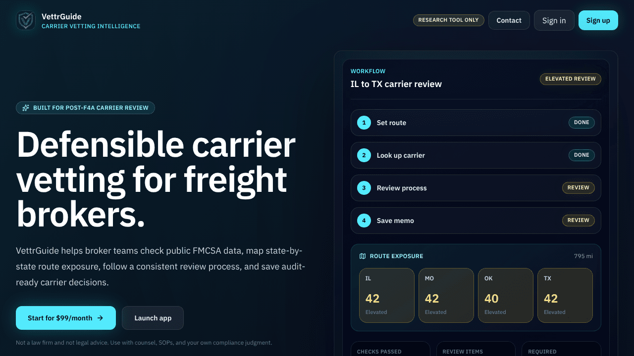 VettrGuide website screenshot