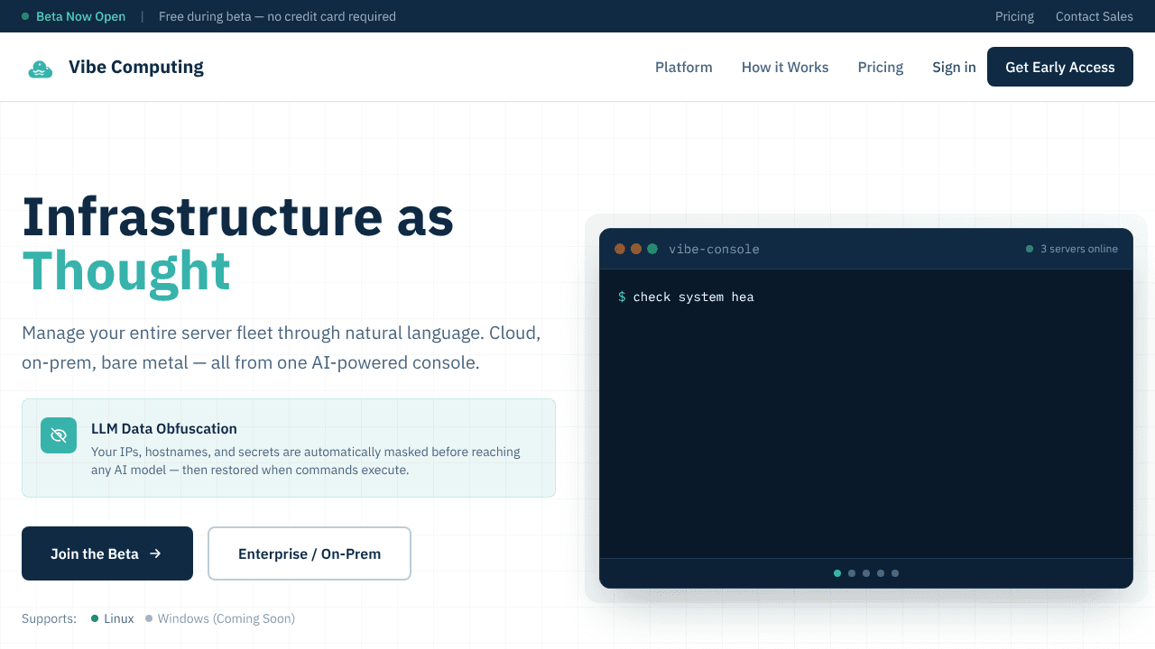 Vibe Computing website screenshot