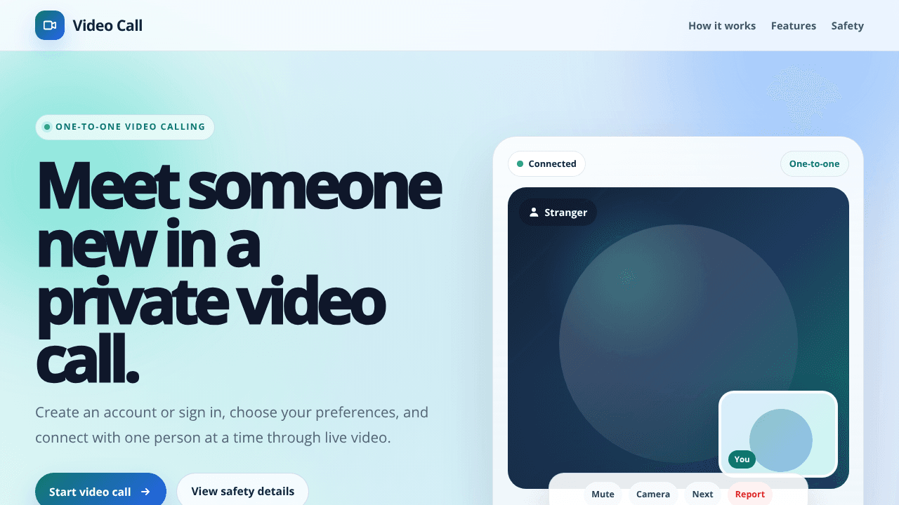 Vibe Video Calling website screenshot