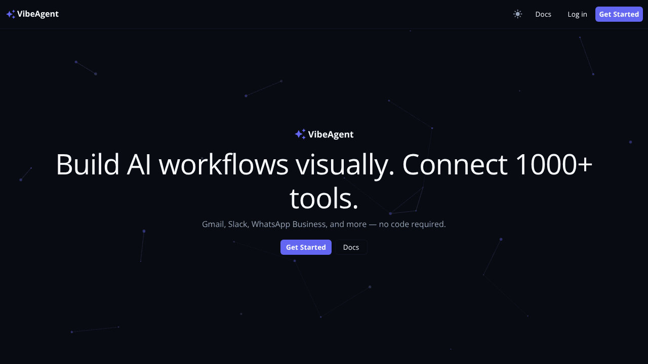 VibeAgent website screenshot