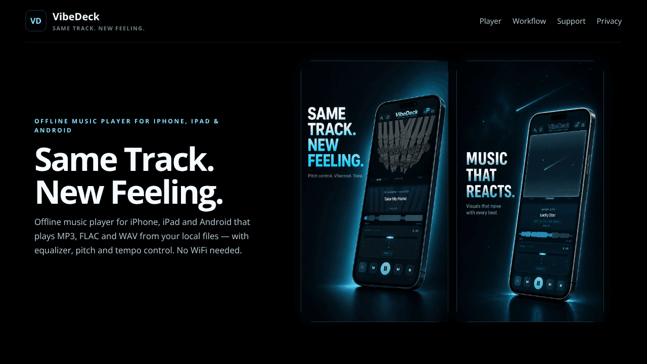 VibeDeck website screenshot