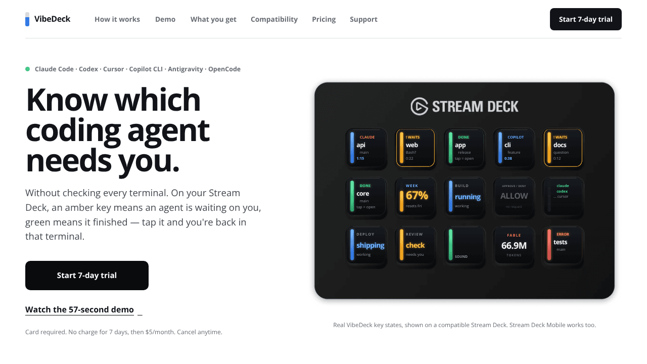 VibeDeck website screenshot