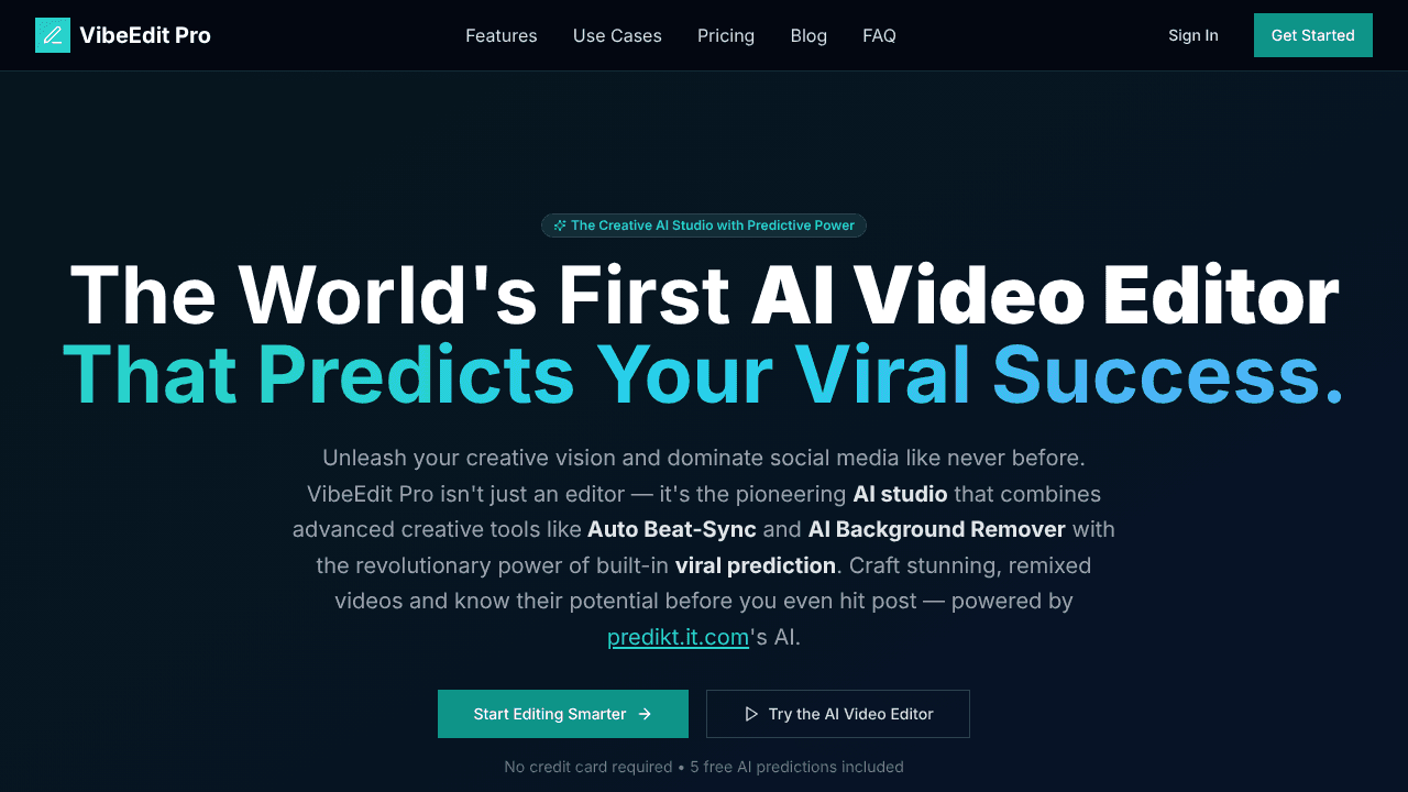 VibeEditPro website screenshot