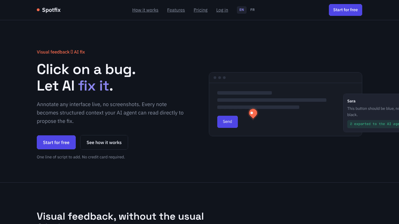 VibeFix website screenshot