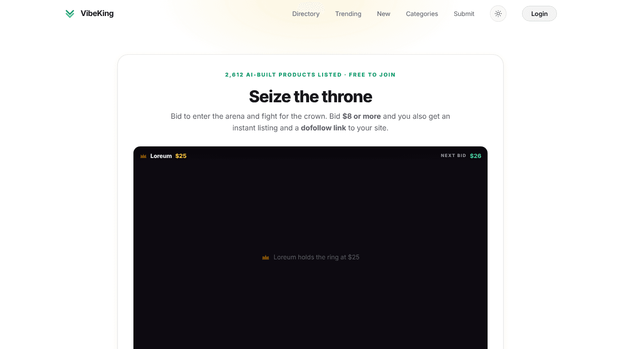 VibeKing website screenshot