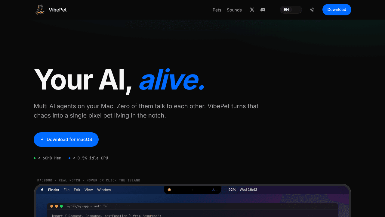 VibePet website screenshot