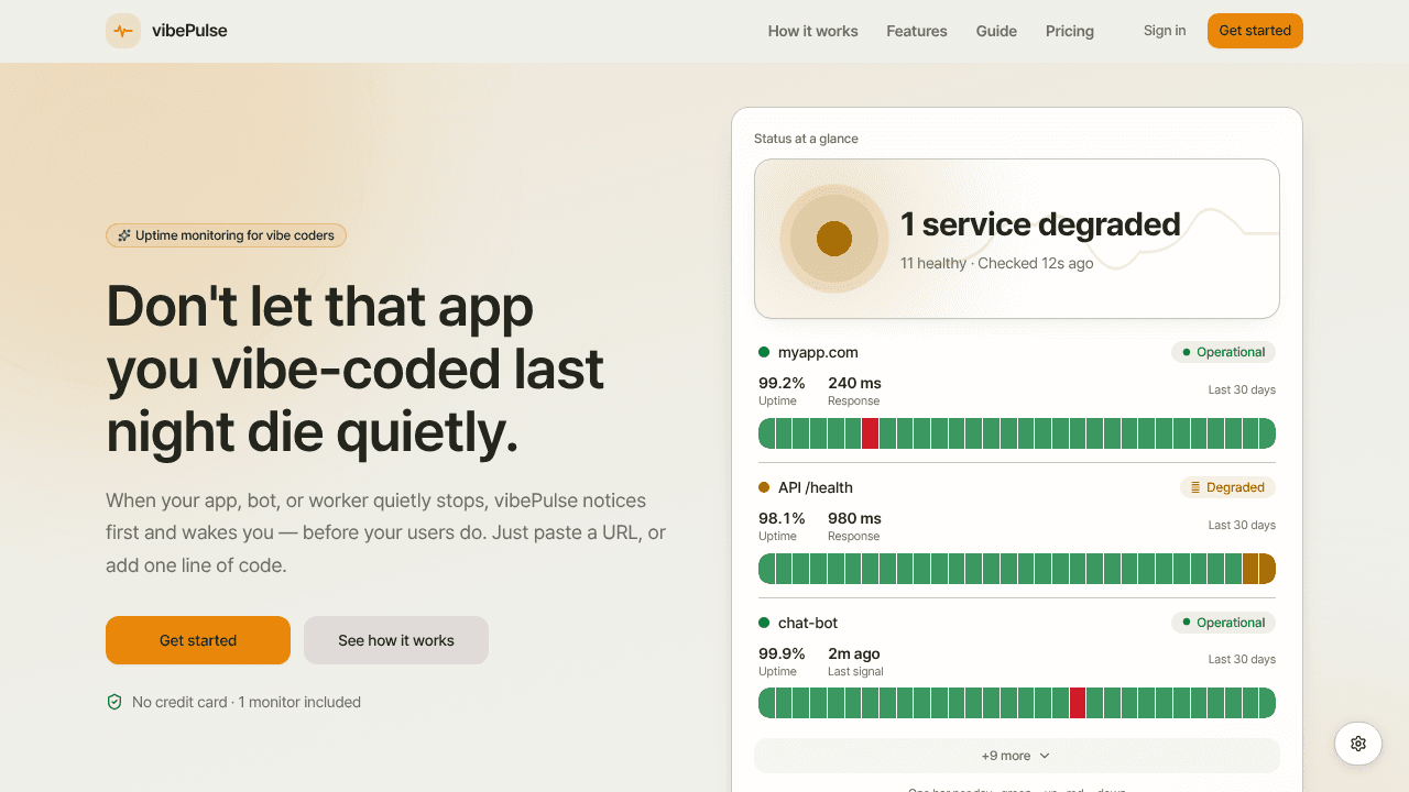 vibePulse website screenshot